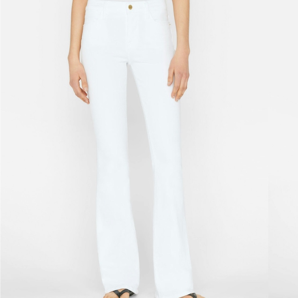 Frame Denim White Flare Wide Leg Jeans